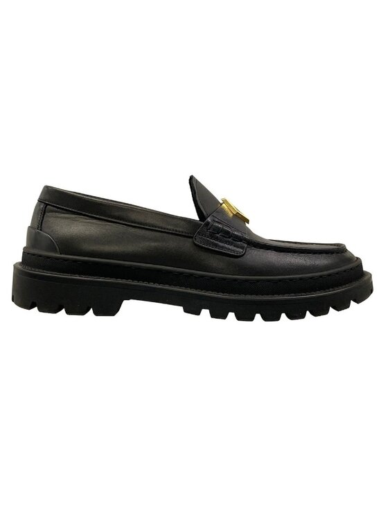 Dior Loafers 40 CD Diamond Leather Black Gold main image 12